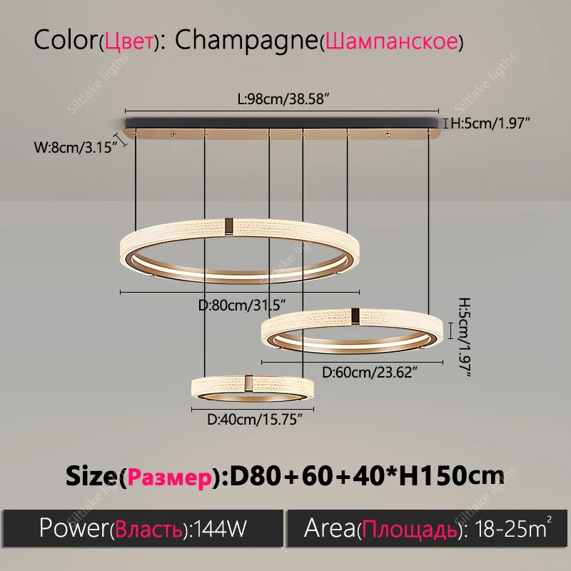 Modern Round Ring Chandelier — Aluminum & Acrylic Ceiling Light
