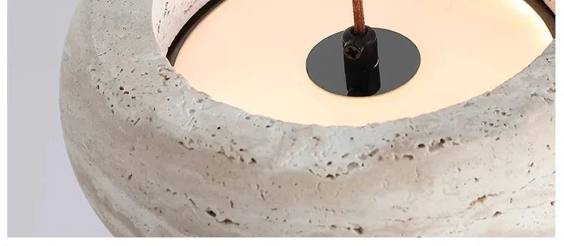 Yellow Travertine Hanging Chandelier — Wabi-Sabi Natural Stone