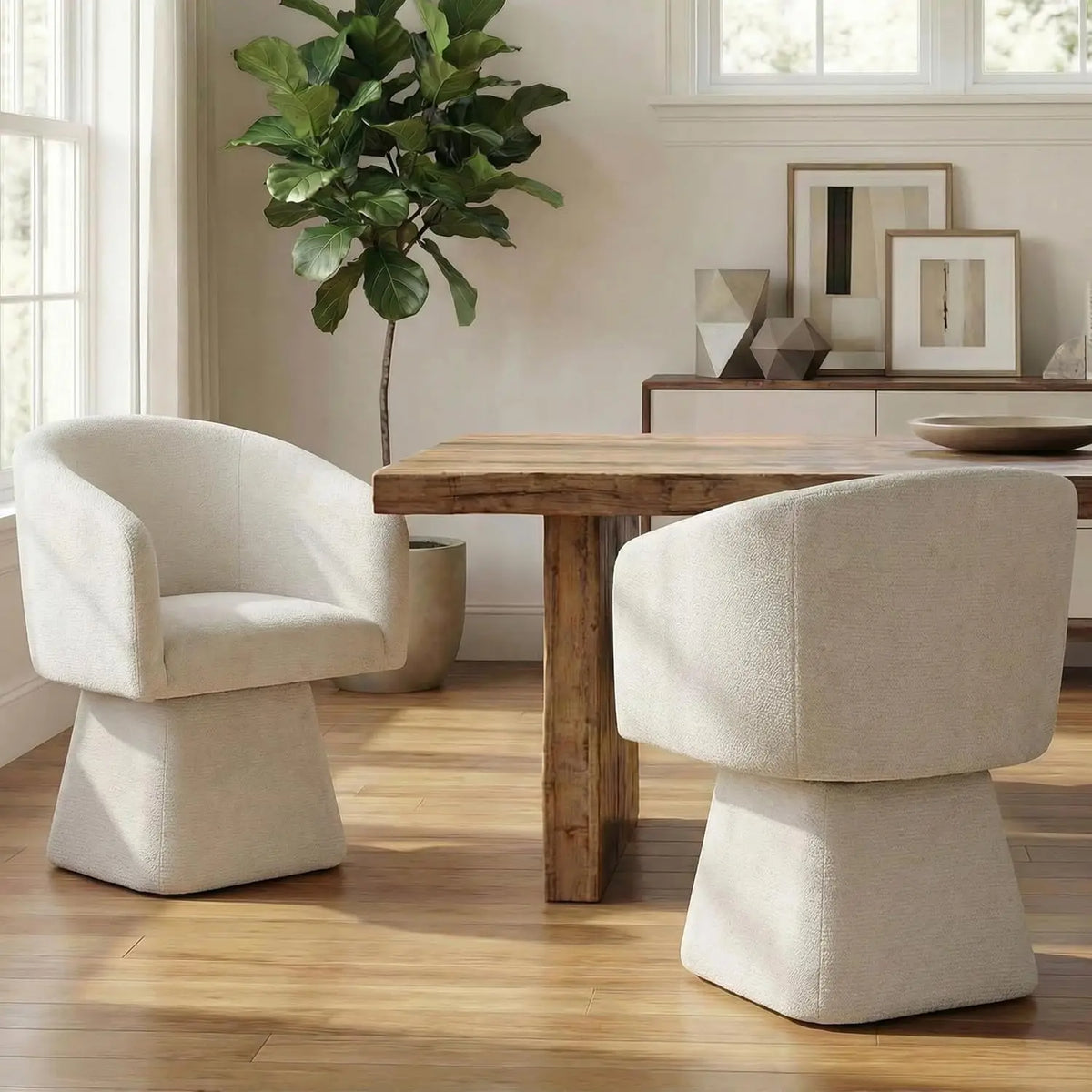 Upholstered Swivel Dining Chairs — Set of 2