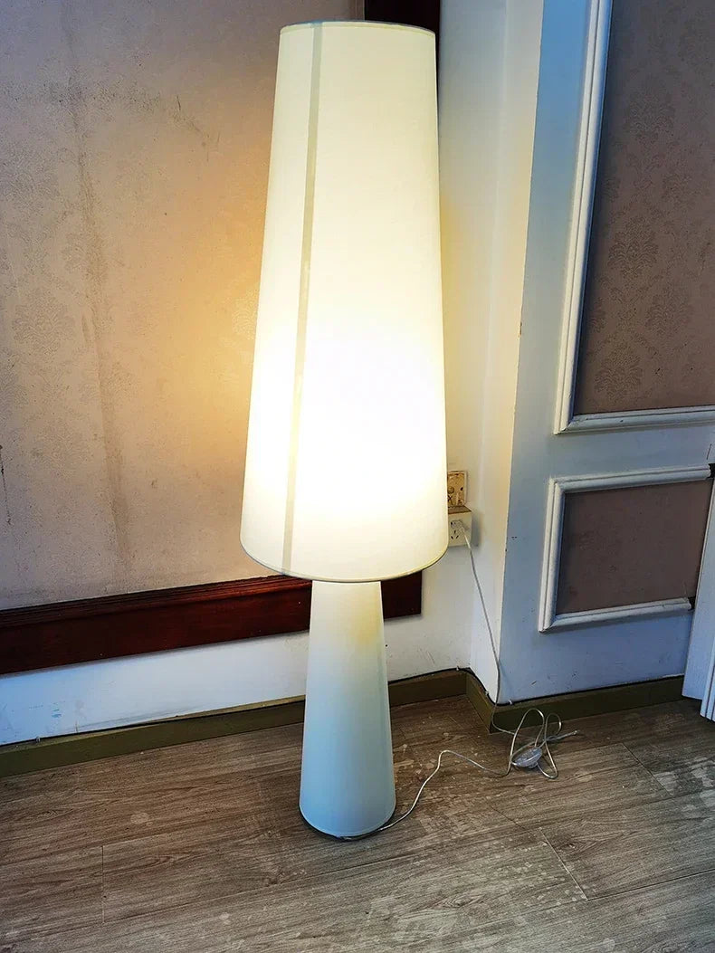 Cream fabric floor lamp — alternate angle