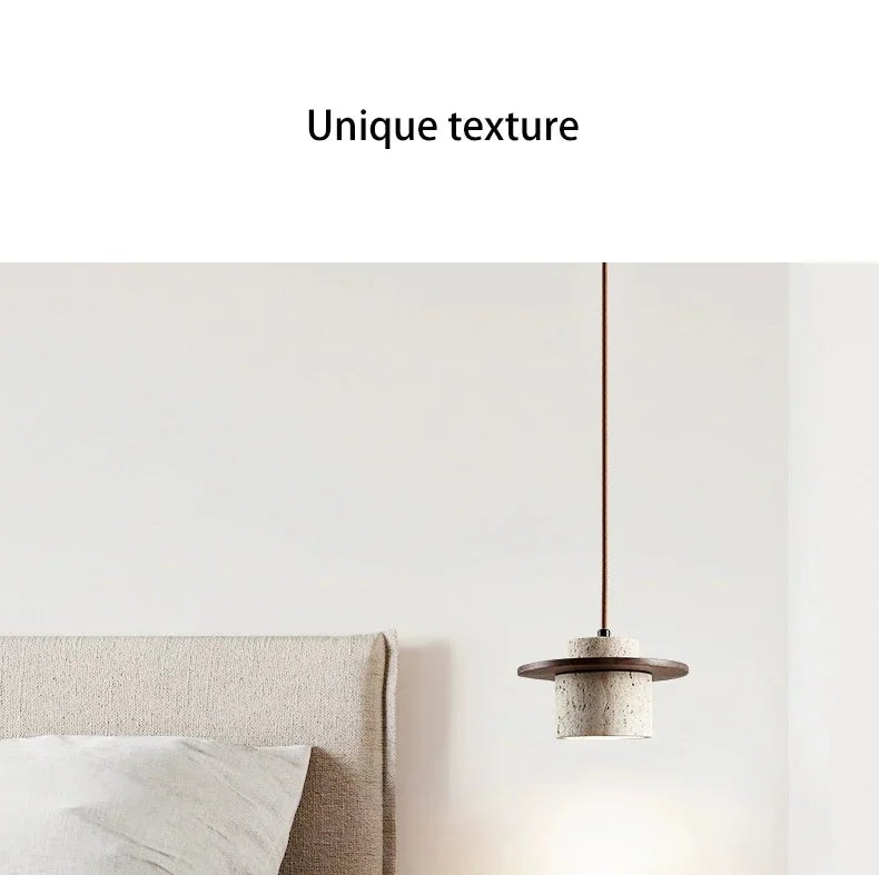 High Quality Stone Pendant Light Indoor LED Walnut/Log Yellow Travertine Chandelier Parlor Bedroom Cafe Bar Hanging Light — image 15