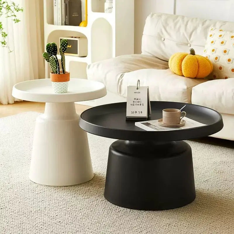 Rotating oval wood coffee table — close-up design detail
