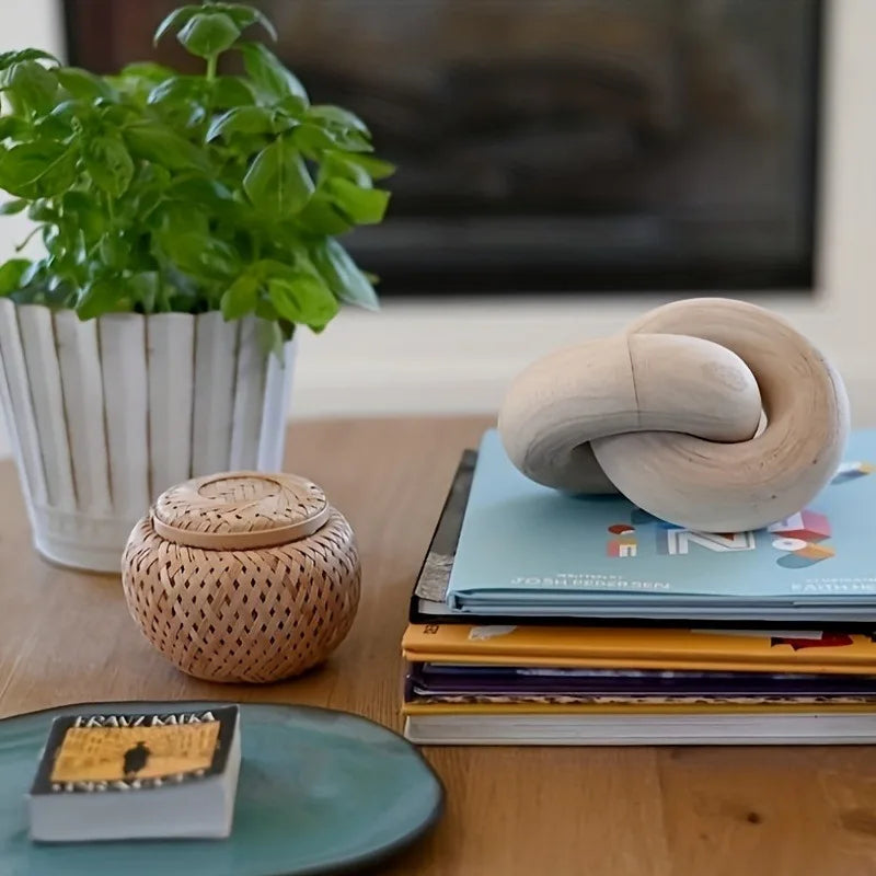 Wooden Chain Link Sculpture — Coffee Table Decor Accent
