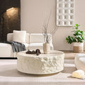 Round drum coffee table for apartment living rooms