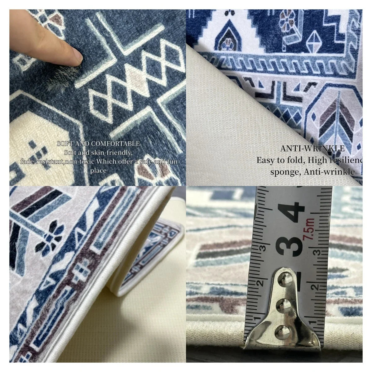 Flannel Modern Area Rug — Non-Slip Washable — alternate angle view