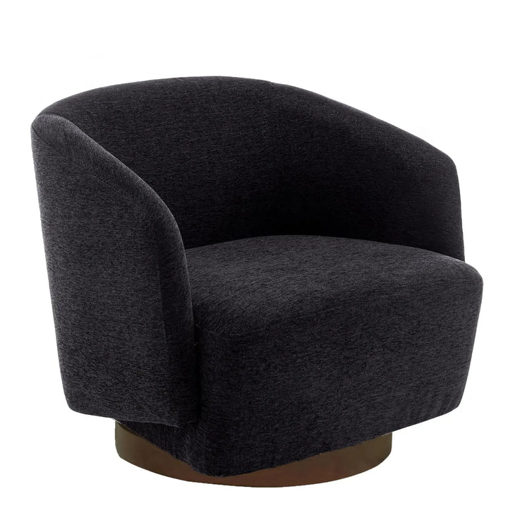 Charcoal Performance Fabric Swivel Chair — Wood Base Accent Chair