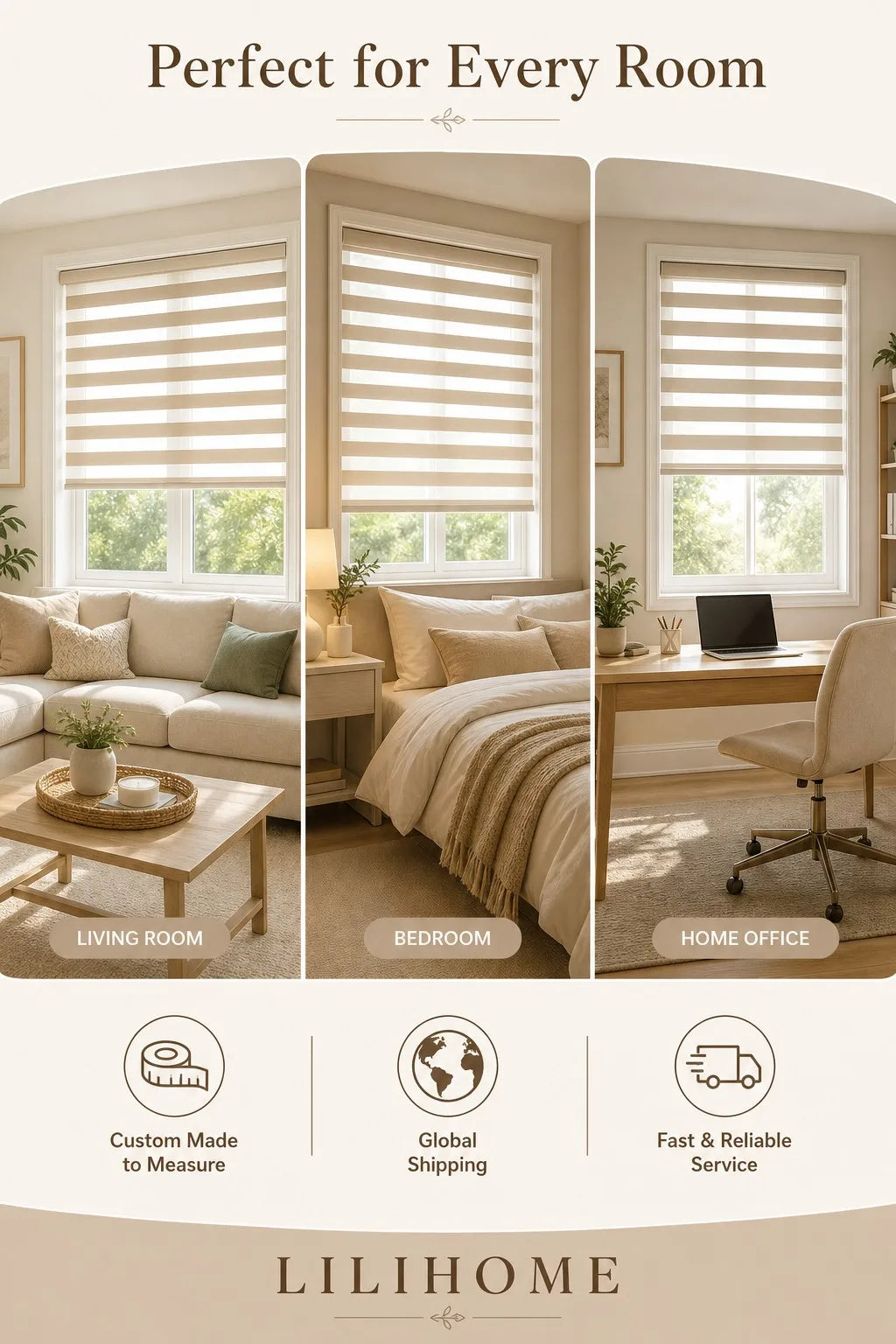 Zebra Blind Day Night Dual Sheer Blackout Roller Shade Window Treatment Custom Size Living Room Bedroom Waterproof UV Resistant — image 15