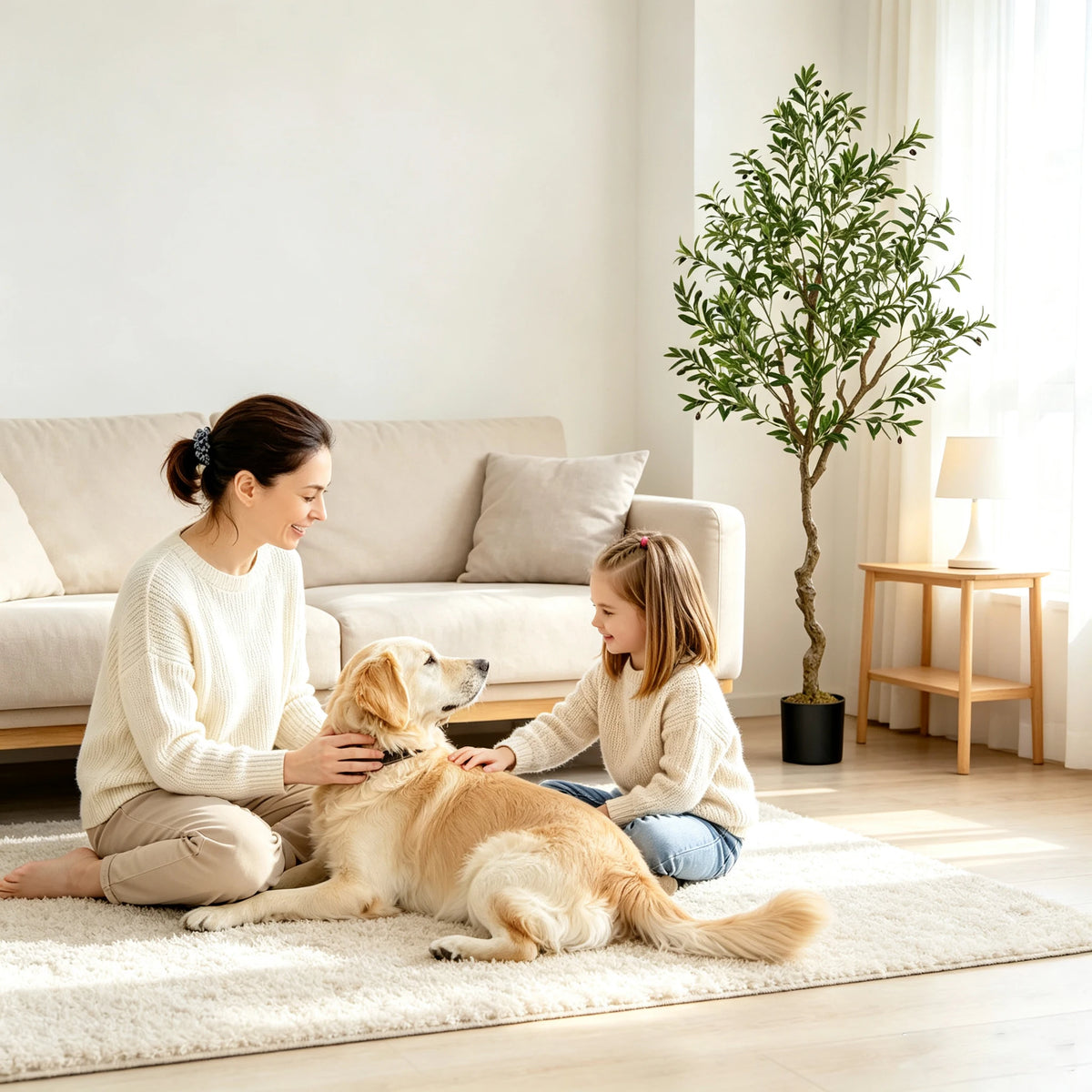 5/6/7/8 Olive Trees Artificial Indoor Faux Olive Tree with Black Pot Silk Fake Plant with Natural Wood Trunk and Lifelike Fruits for Home Office Decor — room setting