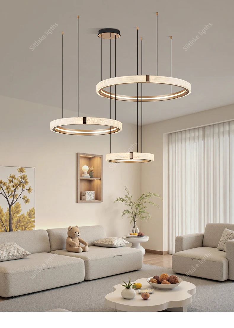 Modern Round Ring Chandelier — Aluminum & Acrylic Ceiling Light