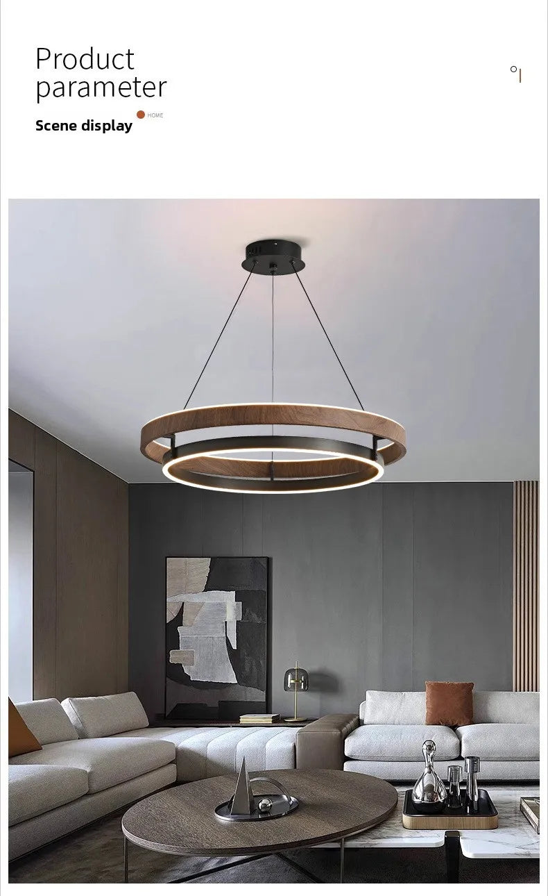 Italian Designer High-end LED Ceiling Chandelier Lamp Walnut Metal Pendant Light Home Decoration for Dinning Living Room Counter — image 10