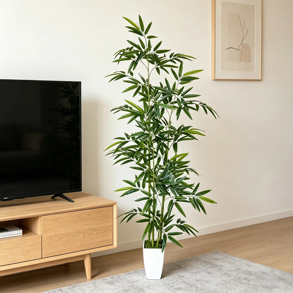 Artificial Green Bamboo Tree — 5.25-7.05 ft Multi-Stem — additional product view