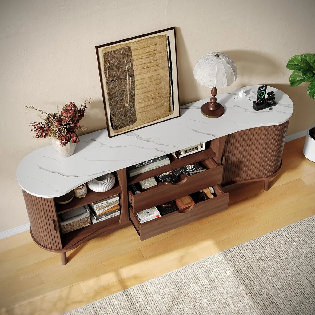 70" Fluted TV Stand — Mid-Century Entertainment Console