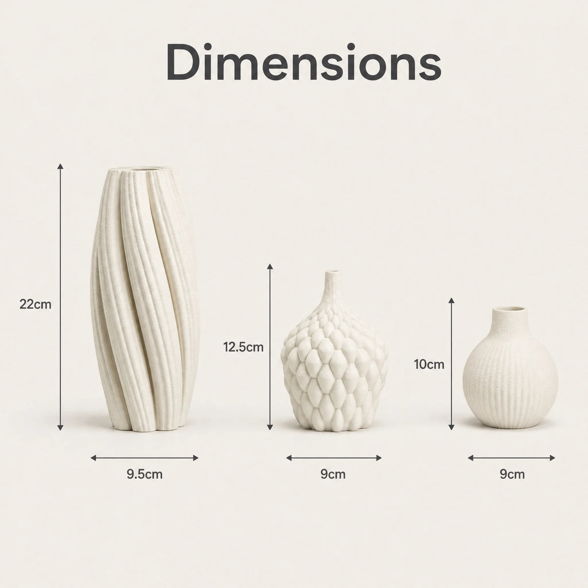 Textured Matte PLA 3-Piece Vase Set — Nordic Desktop