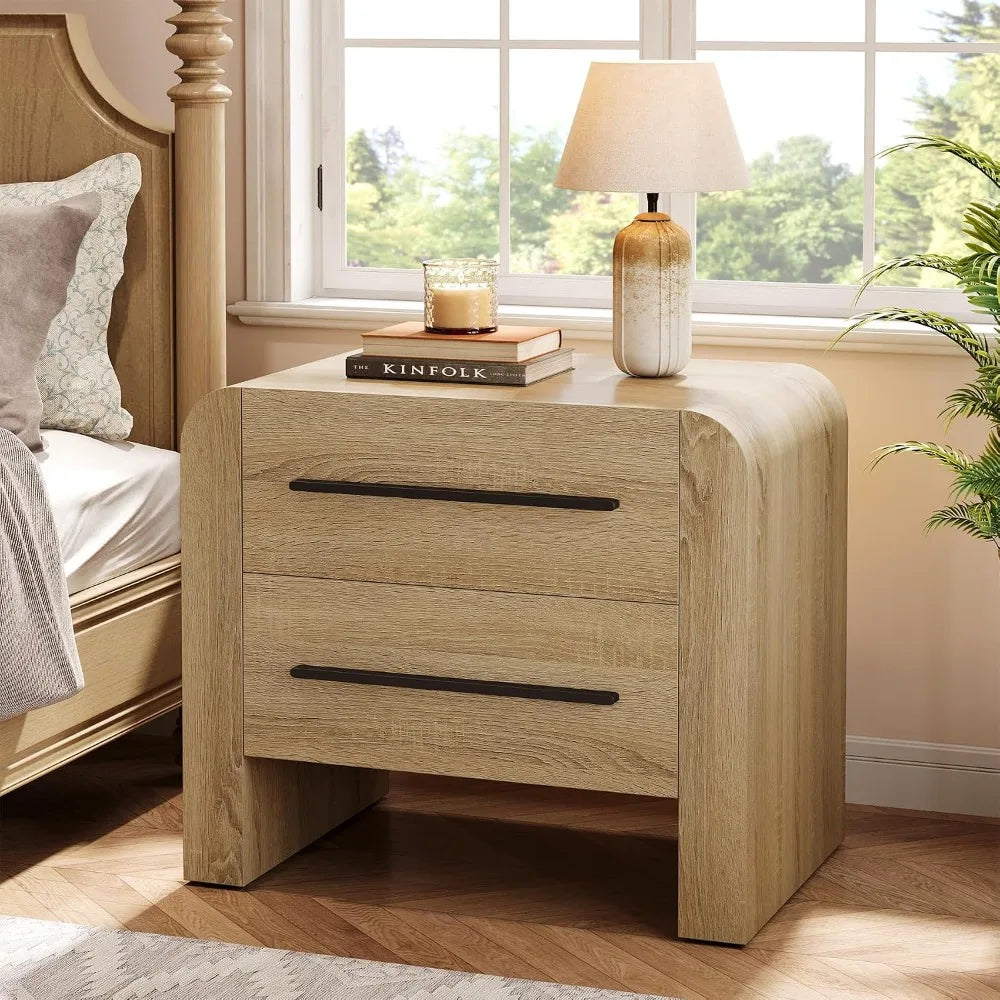 Nightstand — 2-Drawer 27.5" Brown Bedside Table