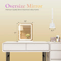 LED vanity mirror with aluminum frame — design detail view