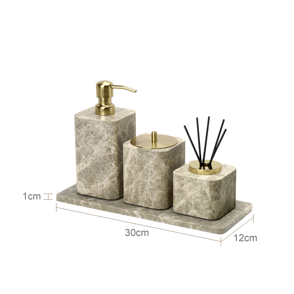 Emperador Marble Bathroom Accessory Set — 8-Piece