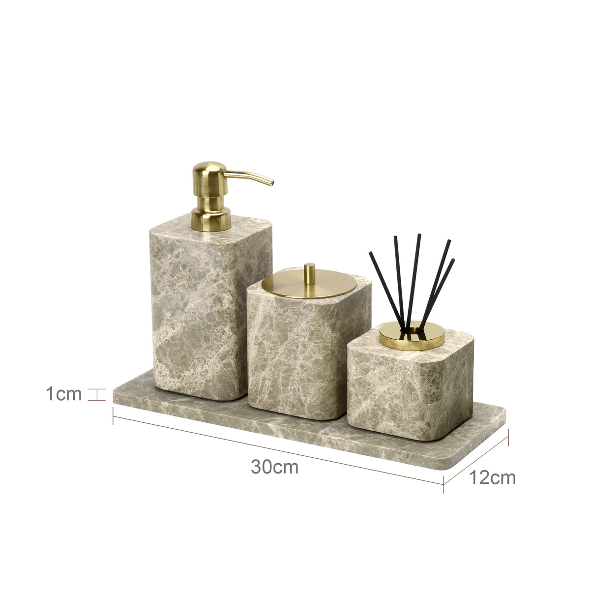 Emperador Marble Bathroom Accessory Set — 8-Piece