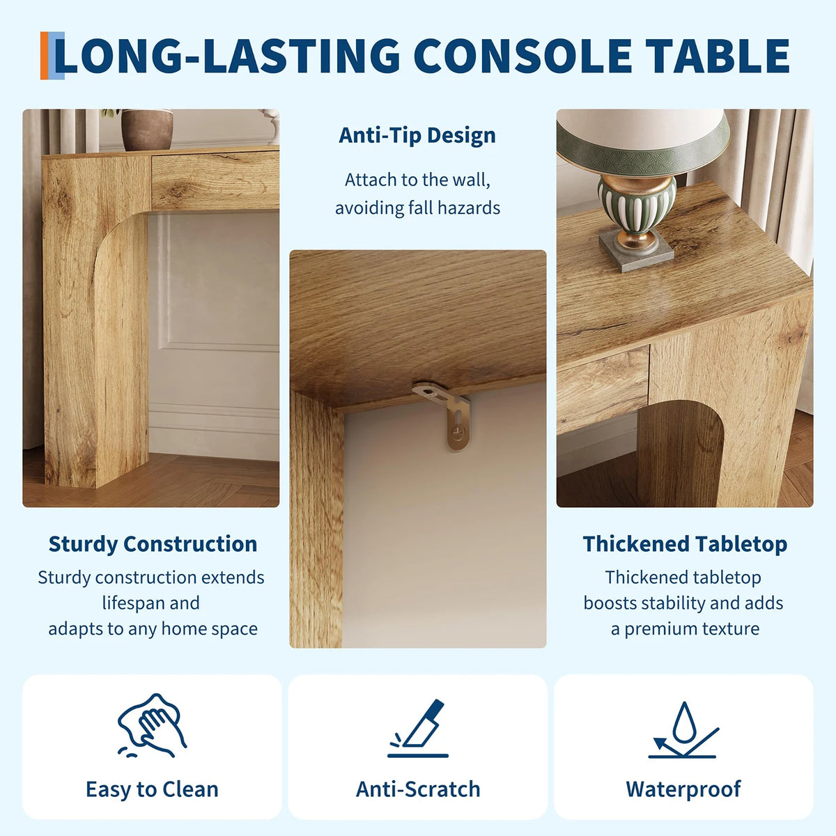 Farmhouse Console Table with Drawer — 47"