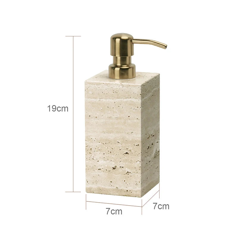 Travertine Bathroom Accessory Set — Soap, Tray & Tissue Box