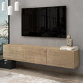 63" Floating TV Stand — Wall Mounted for 65"-80" TVs, Oak