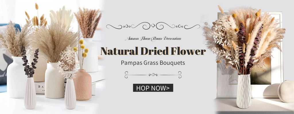 Faux Peony & Pampas Mix Bouquet — Dried-Look Boho Centerpiece