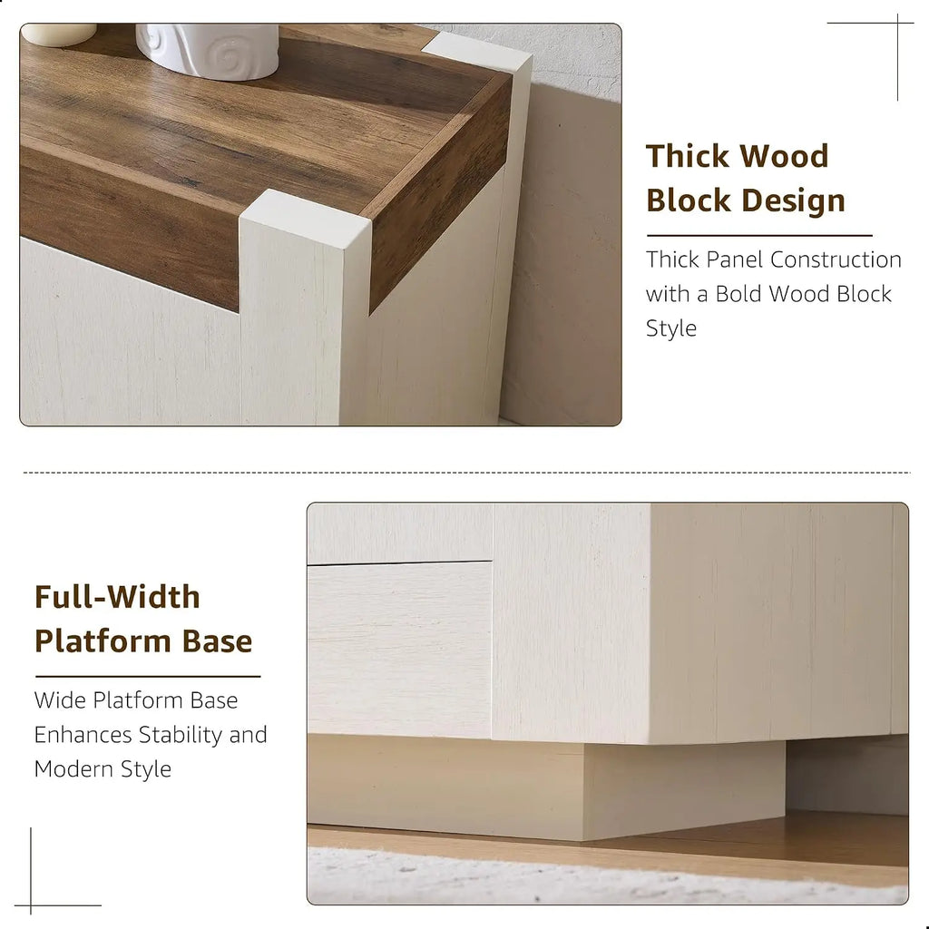 Thick Block Modern TV Stand — 70"