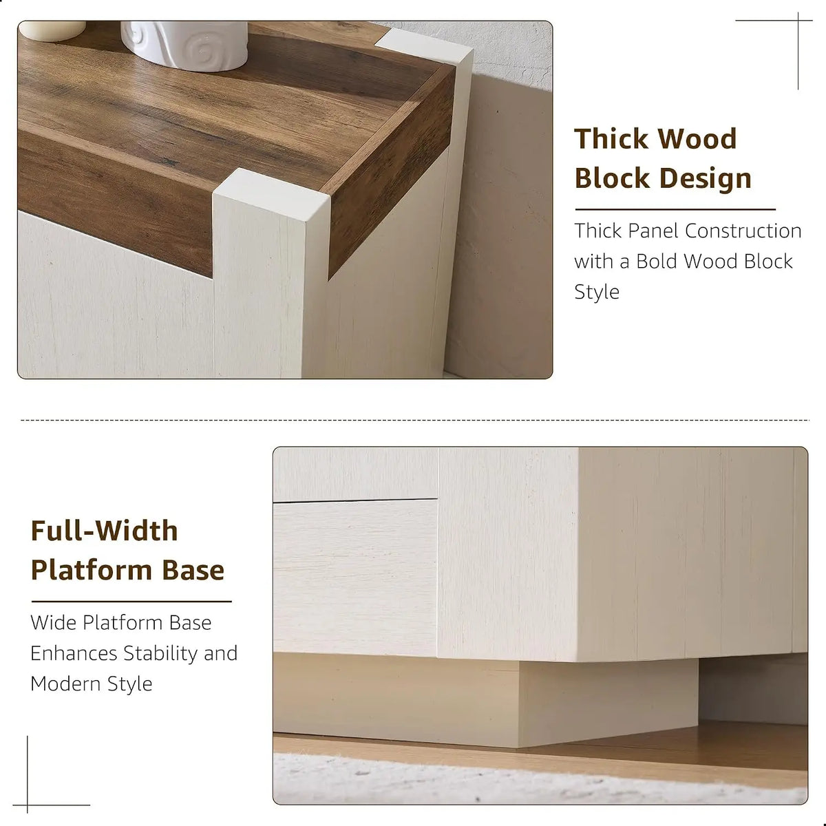 Thick Block Modern TV Stand — 70"
