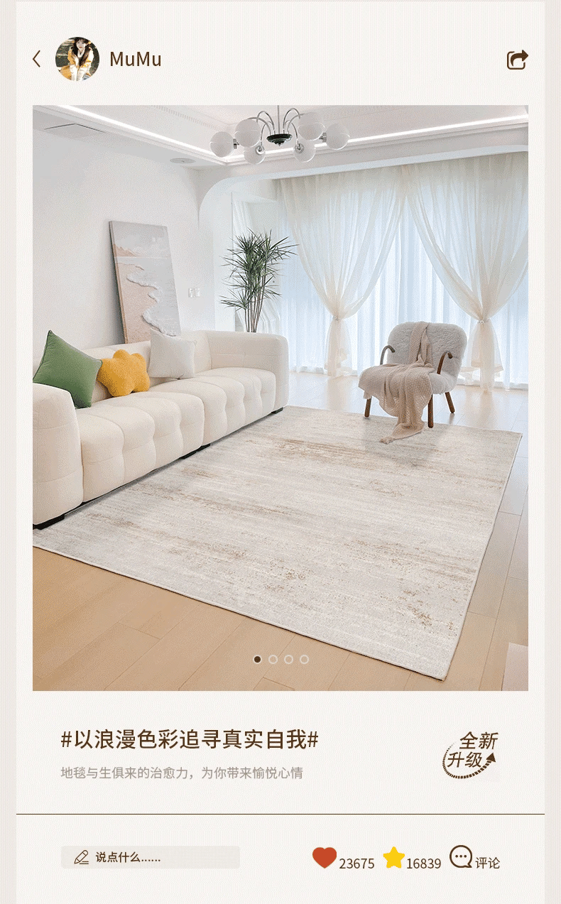 Italian Minimalist Plush Area Rug — Light Luxury — alternate angle view