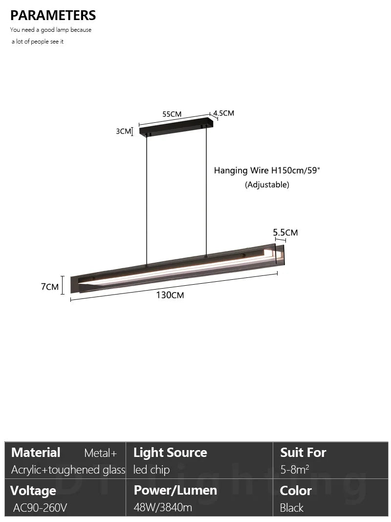 Nordic Black Glass Chandelier — Dining Room Statement Light
