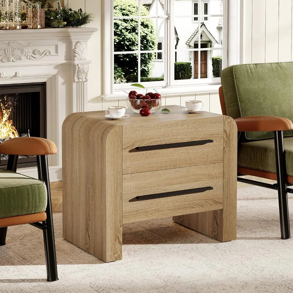 Nightstand — 2-Drawer 27.5" Brown Bedside Table