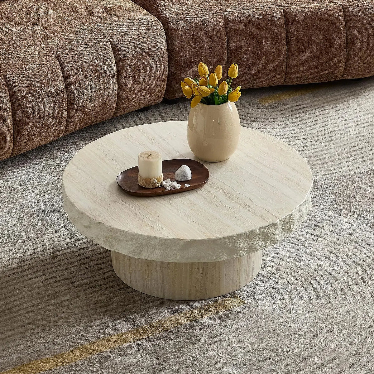 Nesting Drum Coffee Table Set - Modern Pair