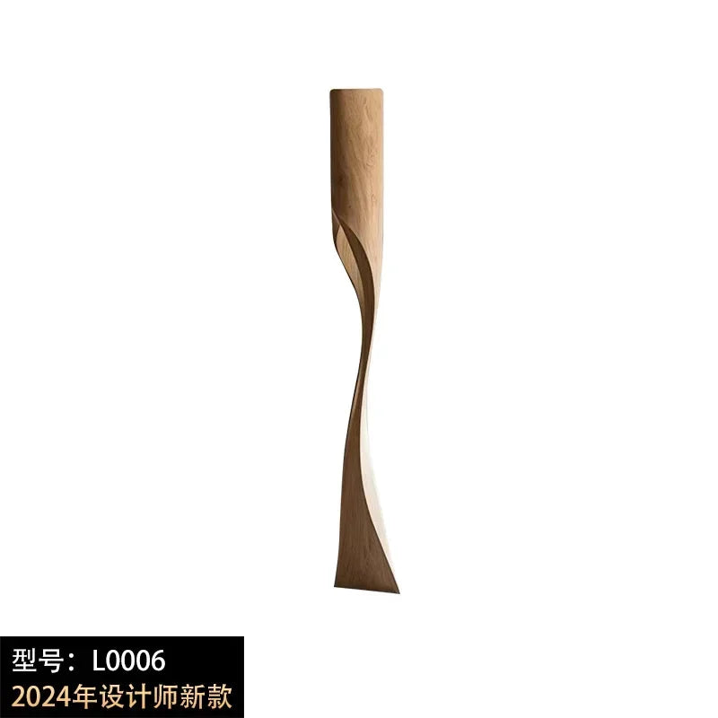 Handmade solid wood floor lamp with wabi-sabi design and LED light