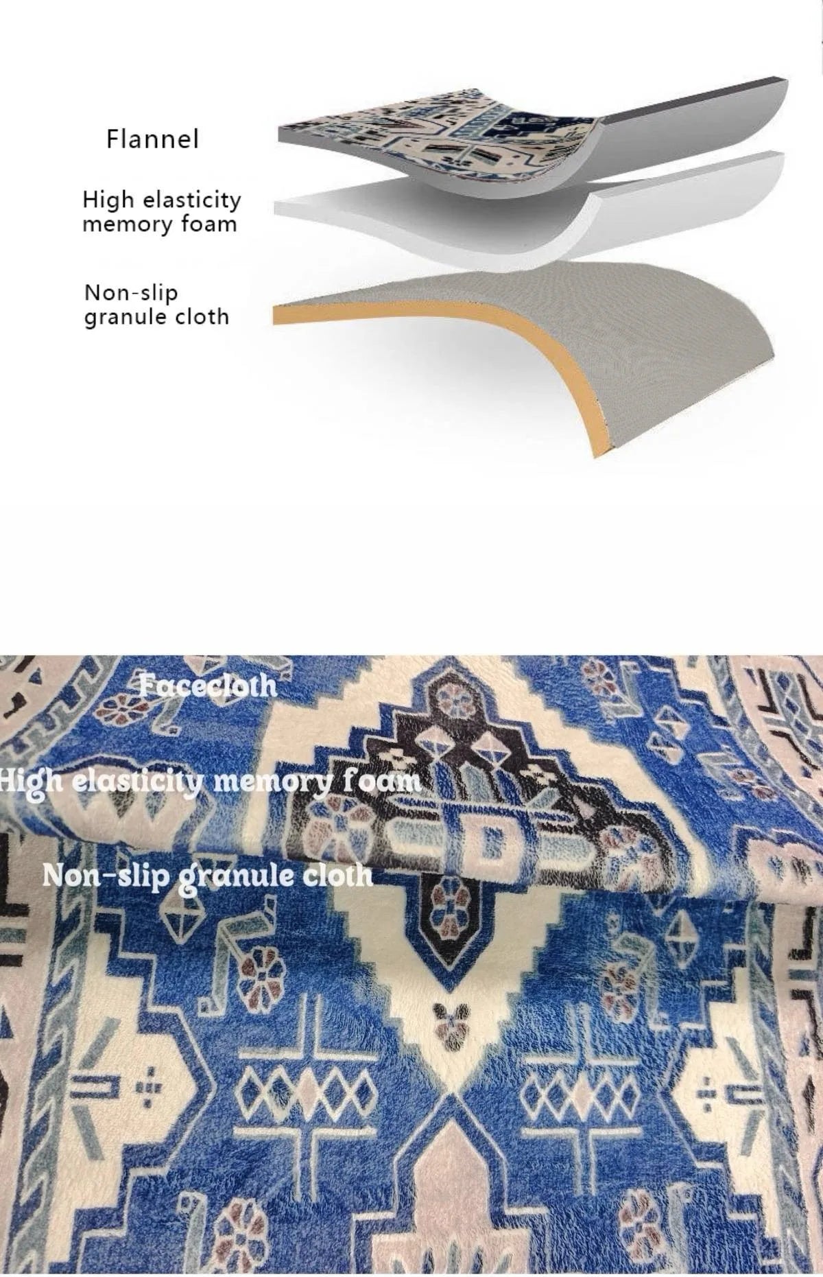 Faux Cashmere Coffee Table Mat — Anti-Slip Cream — alternate angle view