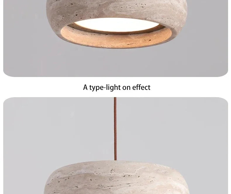 Yellow Travertine Hanging Chandelier — Wabi-Sabi Natural Stone