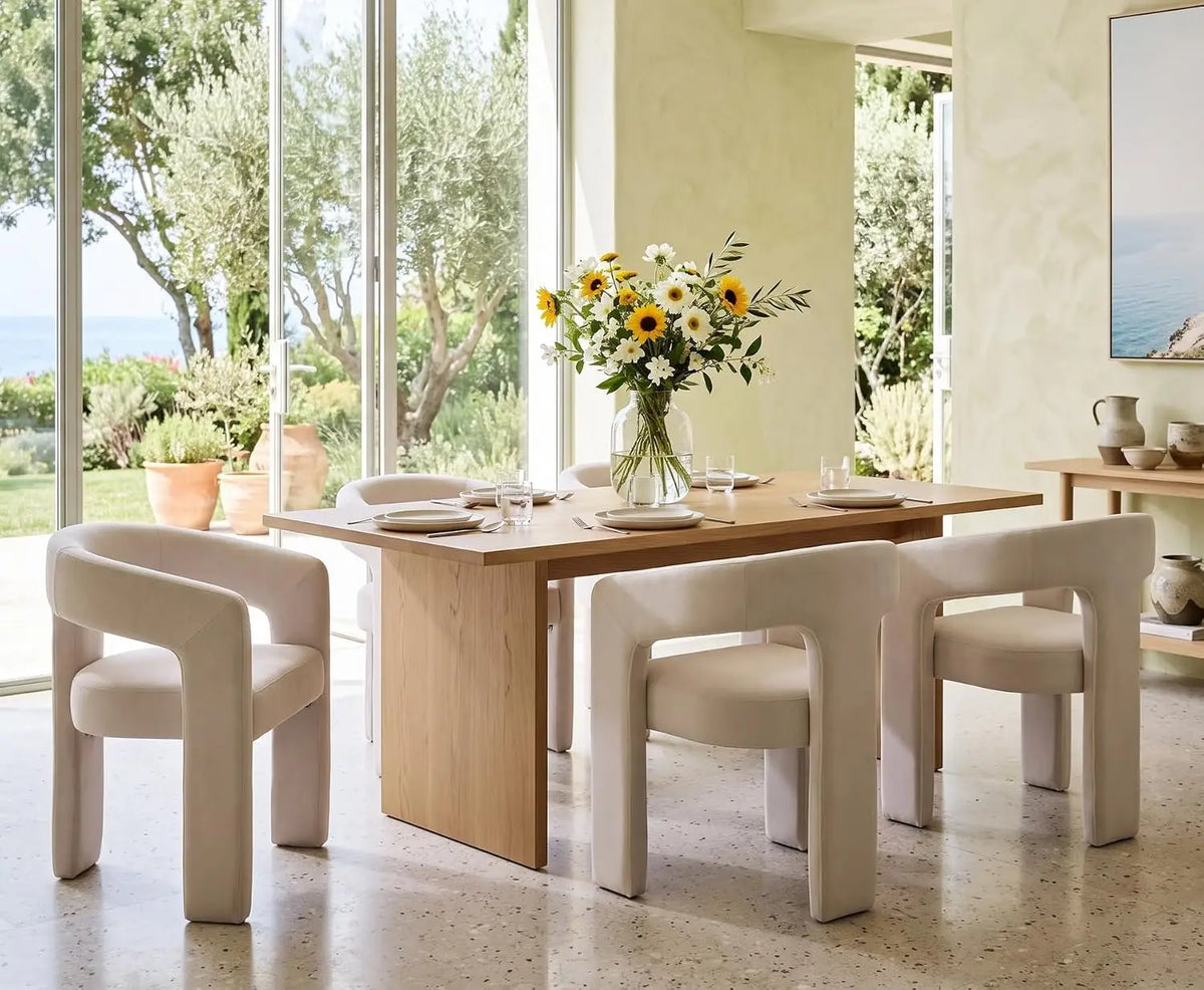 Modern Barrel Dining Chairs — Set of 6