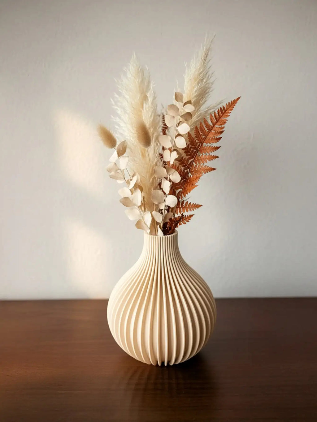 Ribbed Slender-Neck Vase — Matte Minimal