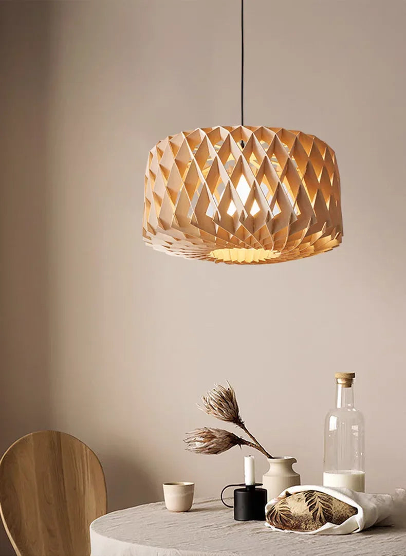 Japanese Style Wooden Birdcage Bar Pendant Light Creative Tatami Lamp Design LED Bedroom Lighting with Shadow Art — image 19