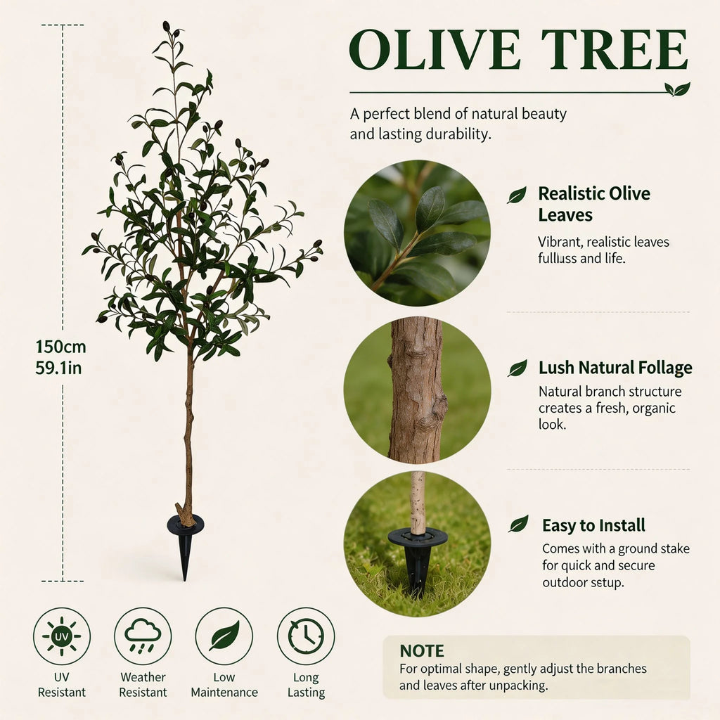 120-180cm Artificial Olive Tree Plant Indoor Outdoor Ornament Fake Plant for Home Garden Balcony Living Room Decoration — image 23
