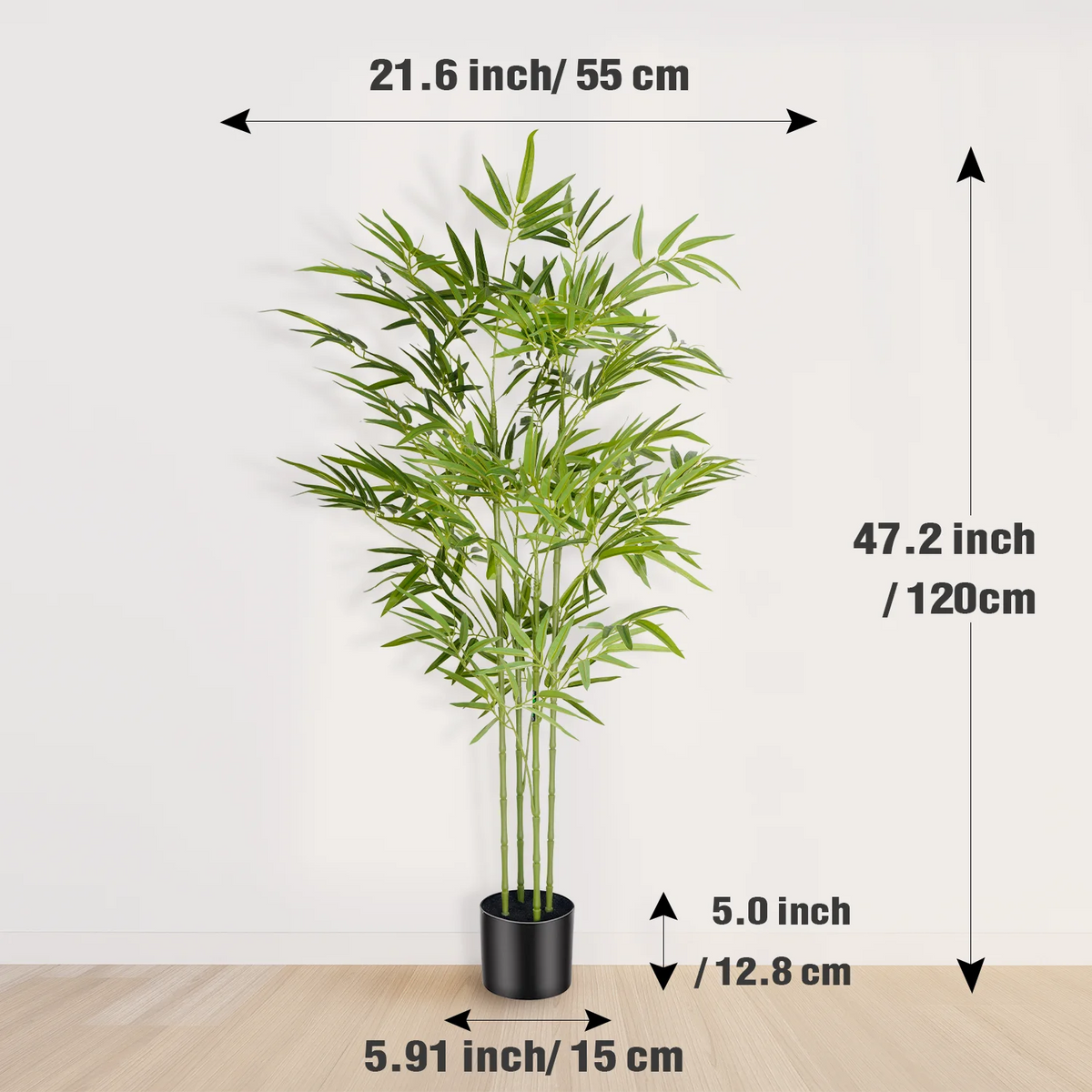 Artificial Bamboo Tree — 4–6 ft, Realistic Trunk & Leaves