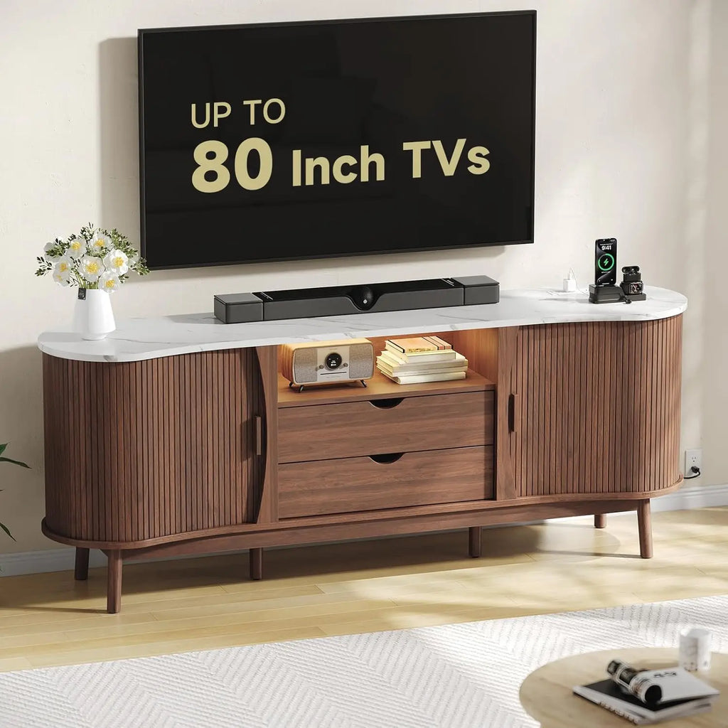 70" Fluted TV Stand — Mid-Century Entertainment Console
