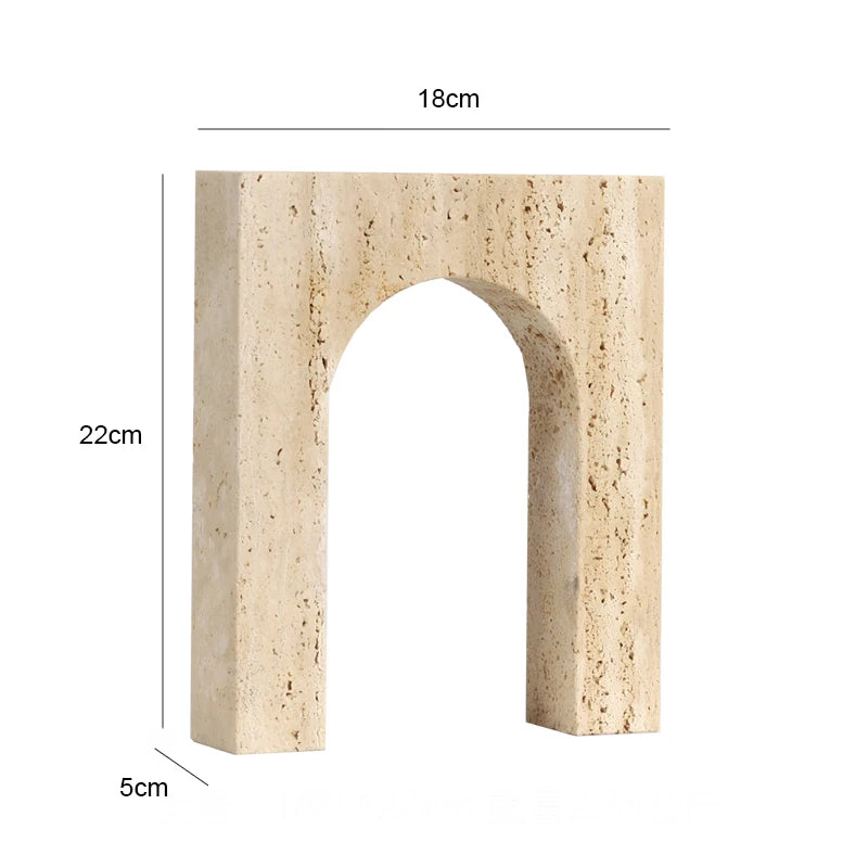 Natural Travertine Stone Archway Ornament — Beige, Antique Finish