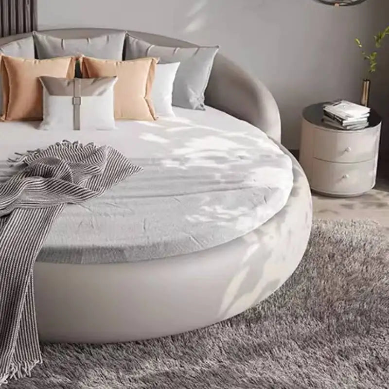 Floating Platform Bed - Modern Circular Headboard