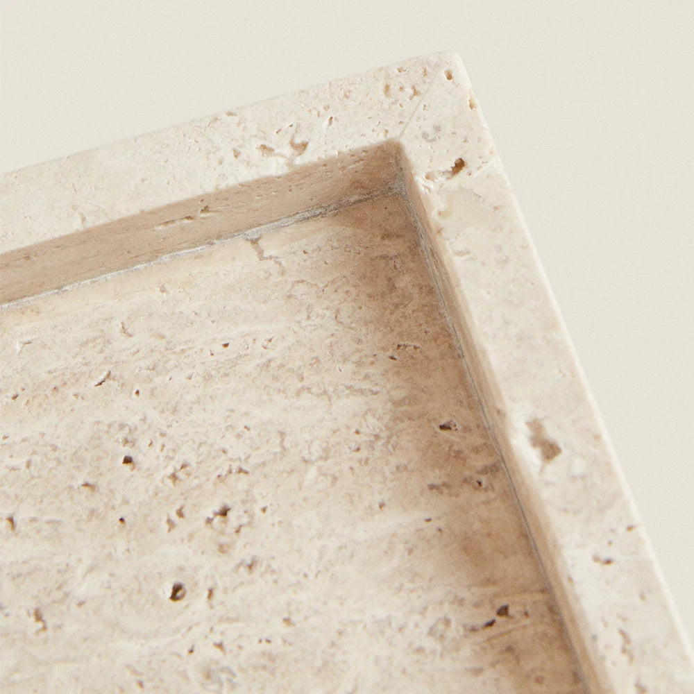 Travertine Vanity Tray — Rectangle Sink Organizer