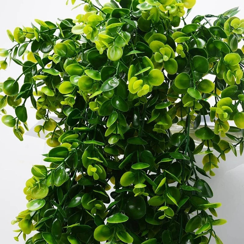 1Pcs Artificial 5Forks Rattan Eucalyptus Wall Hanging Simulation Greenery Fake Hanging Plants Vine Diy  Home Outdoor Decor Plant — close-up detail