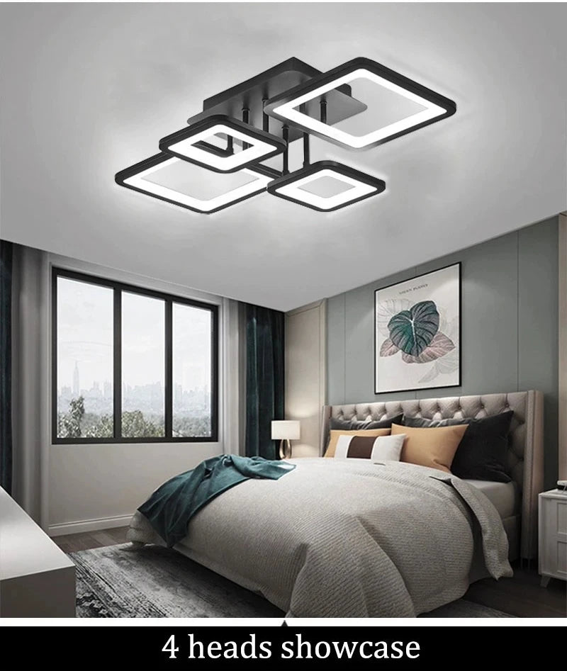 Black grid LED ceiling light — design detail view