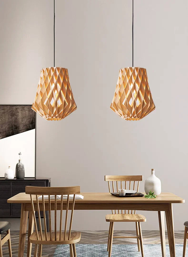 Japanese Style Wooden Birdcage Bar Pendant Light Creative Tatami Lamp Design LED Bedroom Lighting with Shadow Art — image 24