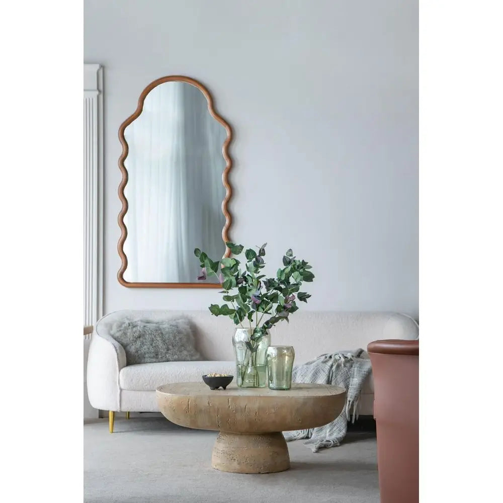 Travertine concrete oval coffee table for indoor or outdoor use