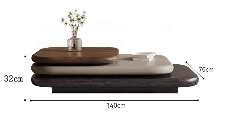 Rotating oval wood coffee table — alternate angle