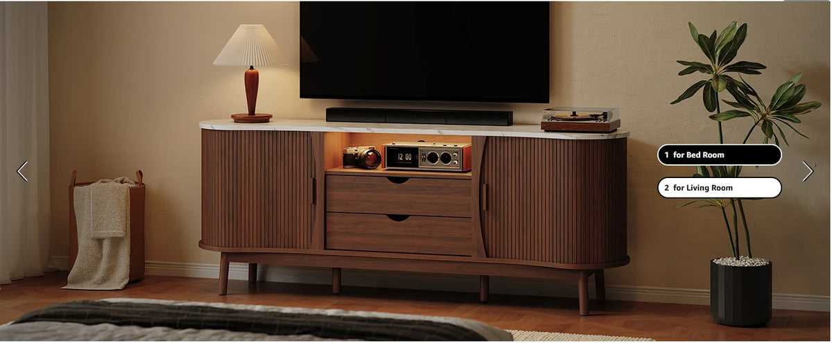 70" Fluted TV Stand — Mid-Century Entertainment Console