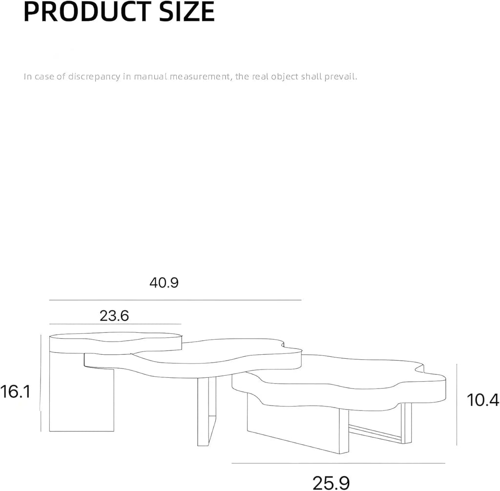 Modern Cloud-Shaped 3-Piece Nested Coffee Table — Walnut